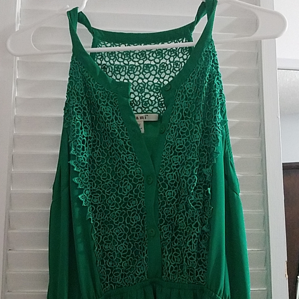 Green high low dress